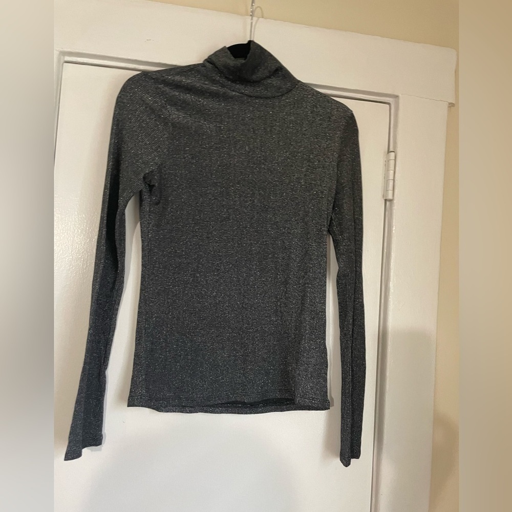 Express Grey Metallic Turtle Neck Top Size‎ Small